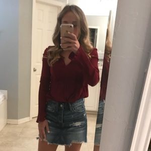 Cute maroon bohemian Hollister top